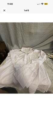 Angelino for Bermuda White Long Sleeve Button-Down Shirt, Size XL